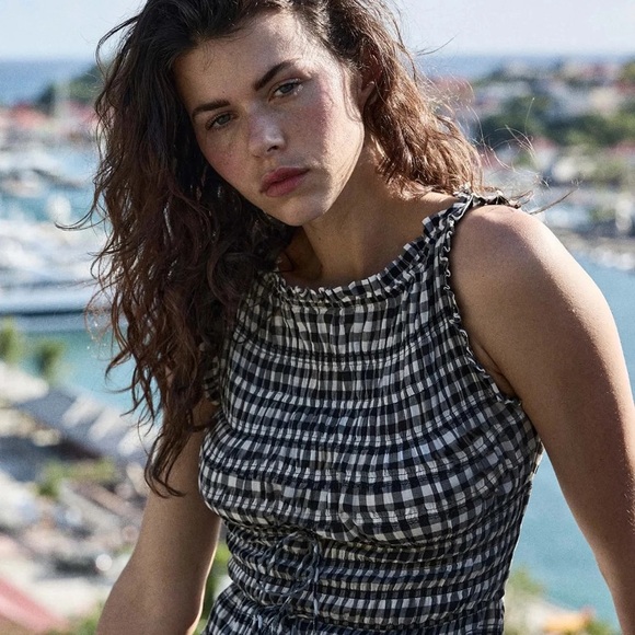 DÔEN Rosella Smocked Midi Dress - Noir Greta Gingham - Medium - Picture 3 of 13